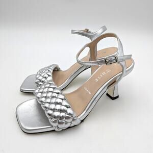 Ron White Aneesha Metallic Braided Ankle Strap Sandal Women's Silver Size US6